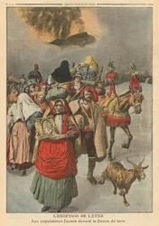 Erupção do Monte Etna, ilustração de &39;Le Petit Journal&39;, suplemento ilustre, 10 de abril de 1910